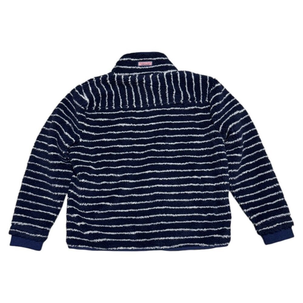 Vineyard Vines SHERPA The Shep Shirt Striped Fleece Blue Jacket Womens Medium - Picture 3 of 6